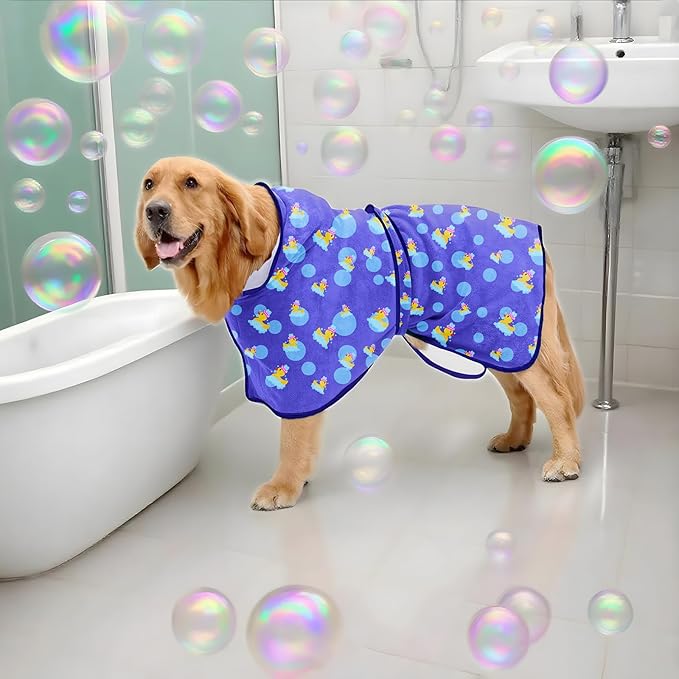 NACOCO Dog Bathrobe Towel Microfiber Pet Drying Robes Moisture Absorbing Towels Coat for Dog and Cat(Yellow Duck,XL)
