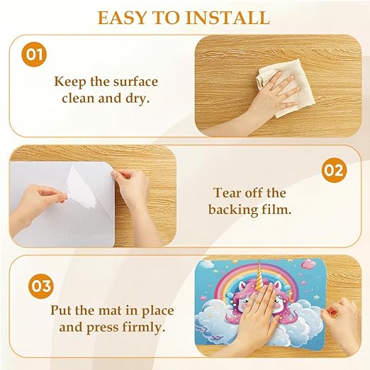 Animal Cartoon Unicorn Cute Stair Treads for Wooden Steps Indoor Washable Staircase Carpet 15PCS 30"x7.8" Stair Step Treads Non-Slip Staircase Covers Peel and Stick Safety Mat for Kids Elders Pets