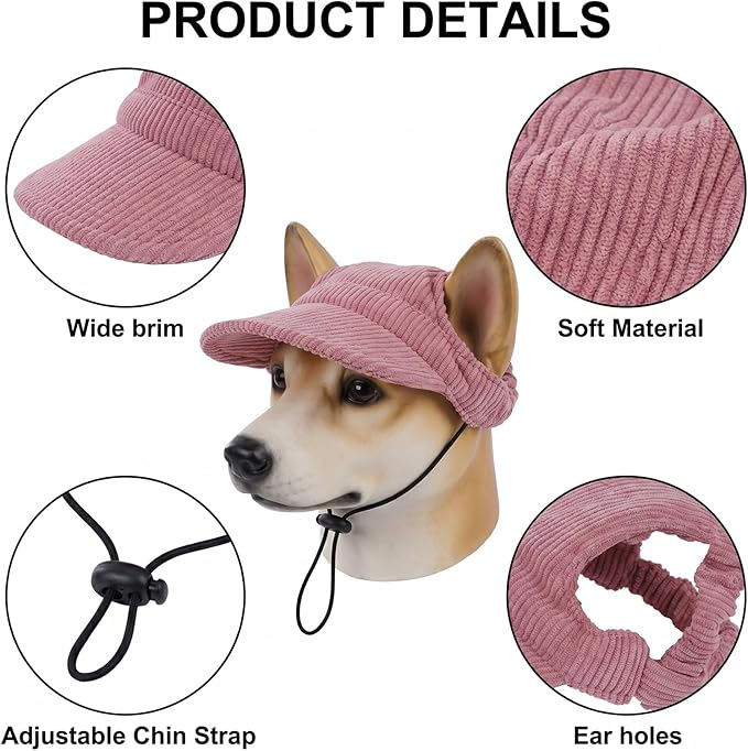Small Dog Sun Hat with Ear Holes Adjustable Pet Visor Hat and Cute Sunglasses for Dogs Summer Outdoor Sun Protection
