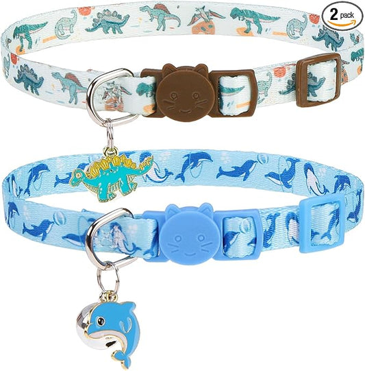 PUPTECK Cat Collar Breakaway with Bells, Kitten Collar Outfit Adjustable for Girl Boy Small Pet Puppy Bunny, Cute Costume Accessory with Safety Release Buckle (Animal)