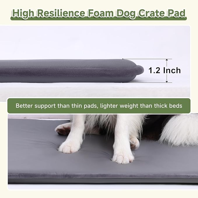 Outdoor XXL Dog Crate Pad, Reversible Waterproof Crate Mat Bed, Wipeable Kennel Mat Beds Pet Sleeping for Large Dogs, Waterproof, Wipeable, Anti-Slip, Kennel Pads 47 x 29 Inch, Dark Gray