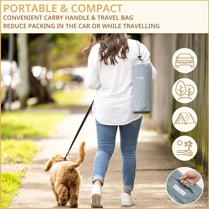Dog Travel Mat - Portable Waterproof Foldable Dog Bed for Home, Car, Crate & Outdoor - Washable Roll Up Pet Mat for Medium & Large Dogs (39"x30") - Includes Carry Bag