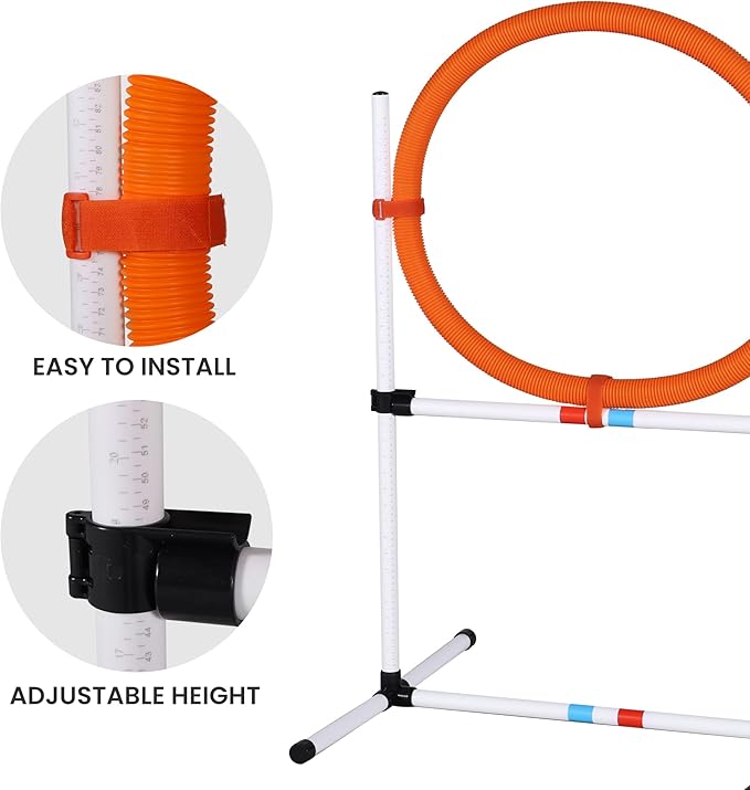 Dog Agility Training Equipment Set - Adjustable Jump Bar, Hurdles & Tunnel, Complete Dog Agility Course Kit for Outdoor Indoor Use, Easy to Assemble for Small Medium Large Dogs