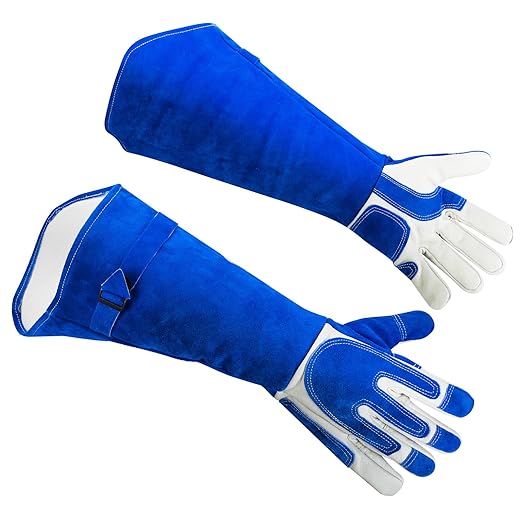 AOWPFVV Leather Animal Handling Gloves, Multipurpose Pet Glove for Grooming, Grabbing Reptile,Trips to Vet. Puncture Scratch Resistant, Bite Proof for Cat Dog Bird Falcon Livestock Snake