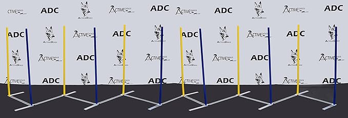 ActiveDogs Agility Above Ground Weave Poles - Outdoor Dog Obstacle Agility Training Exercise Equipment (Competition Weave Pole System - 12 Pole)