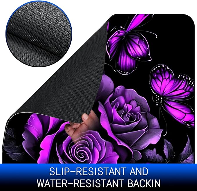 Dog Food Mat, 15.7" x 23.6" Absorbent Pet Feeding Mat for Food and Water, Waterproof Diatom Mud Pet Placemat with Non-Slip Rubber Backing, Easy Clean Cat Bowl Mat for Floors - Purple Rose 3