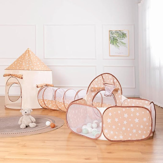 3-in-1 Kids Play Tent with Tunnel & Ball Pit for Toddlers, Indoor Outdoor Playhouse, Easy Pop Up, Portable Play Tents for Toddlers