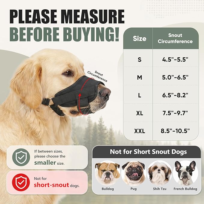 Soft Dog Muzzle for Large Medium Small Dogs, Adjustable Breathable No Bite Dogs Muzzle – Secure Fit Comfortable Humane Dog Mouth Guard for Training Grooming Walking (X-Large)