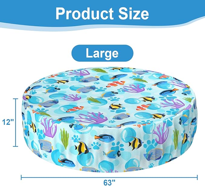 Foldable Round Dog Swimming Pool Cover, for 32 "/63“/48” Collapsible Outdoor Tub, PVC Coating Waterproof and UV Protection, Leakproof Washable Kiddie Pet Small Paddling Bath Accessories