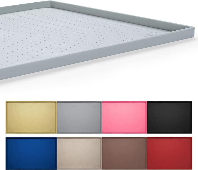 Hubulk Dog Feeding Mat,100% Waterproof Food Grade Silicone Pet Food and Water Bowl Placemat,Dishwasher, High Raised Edge to Prevent Spills,Nonslip Tray to Stop Messes on Floor（24"x16"x0.5", Mist）