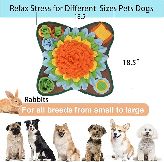 Dogs Snuffle Mat Pet Feeding Mats Puppy Sniffing Pad ,Cat Doggies Interactive Puzzle Toys for Multiple Breeds Encourages Natural Foraging Skills,Training and Stress Release (Orange)