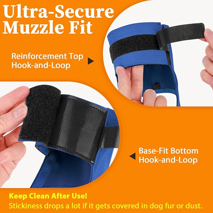 Mayerzon Dog Muzzle for Large Medium Small Dogs, Adjustable Fit, Soft & Sturdy Fabric, Prevents Fierce Barking Biting Chewing, Ideal for Grooming Walking Vet Visits, Allows to Pant Drink (Blue, XL)