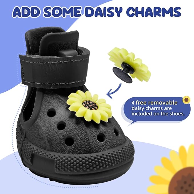 Nasjac Dog Shoes for Hot Pavement - Breathable Dog Sandals with Non Slip Soles & Reflective Straps, Easy ON & Off, Easy-Clean Summer Outdoor Pet Boots for Small Medium Large Dogs, Black, 2