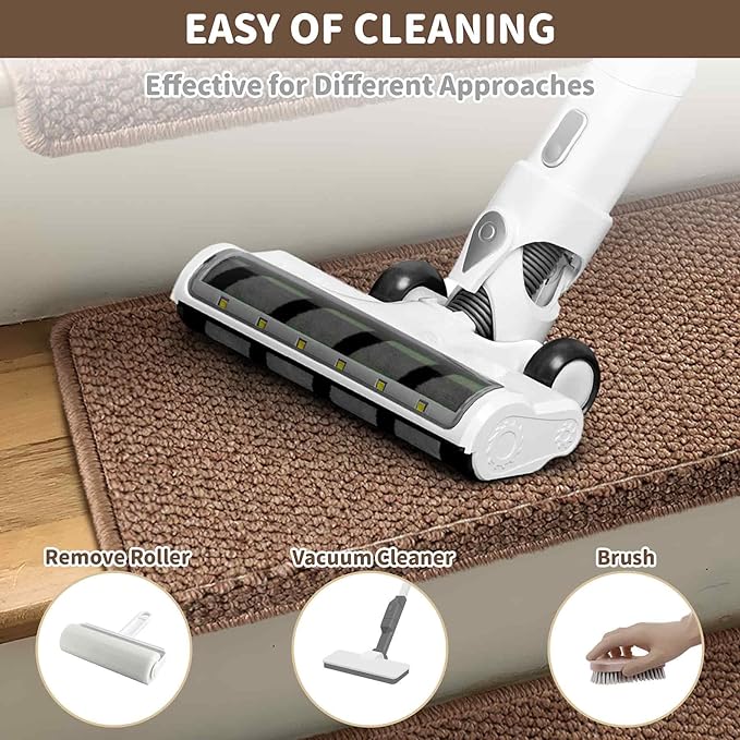 Brakki Bullnose Carpet Stair Treads, Non Slip Stair Treads for Wooden Steps Indoor, Stair Runner, Soft Stair Rugs for Pets, Edging Stair Protectors, Washable, 29.5"x9.5"x1.5" 14pcs, Camel Brown