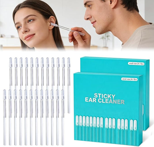 48 Pack Earwax Removal Adhesive Swabs, 2026 New Reusable Earwax Removal Adhesive Swabs, Adult Spiral Ear Wax Removal Ear Scoop Remover Tool with Dust Cover Packaging,Gentle Ear Cleaner Tool