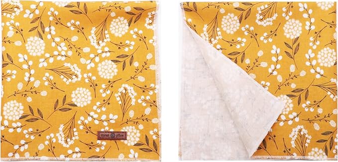 Lionet Paws Flower Dog Bandana,Fabric Yellow Dogs Kerchief for Small Medium Dogs,Dog Cotton Triangle Bibs Scarf for Girl Boy