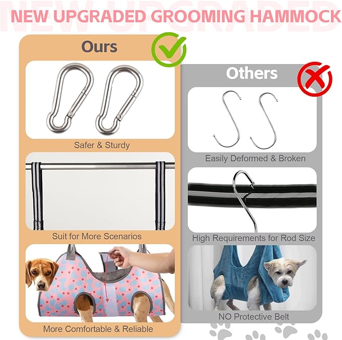 ATESON Dog Grooming Hammock Harness for Medium Dogs Nail Trimming, Dog Sling for Cutting Nails, Dog Hanging Holder Hanger for Clipping Nails with Nail Clippers, Nail File