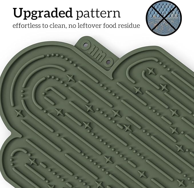 OHMO Lick Mat for Dogs and Cats Large(2 Pack) Cactus Design Easy to Clean Pet Slow Feeder with Suction Cups, for Anxiety Relief and Boredom Reduction