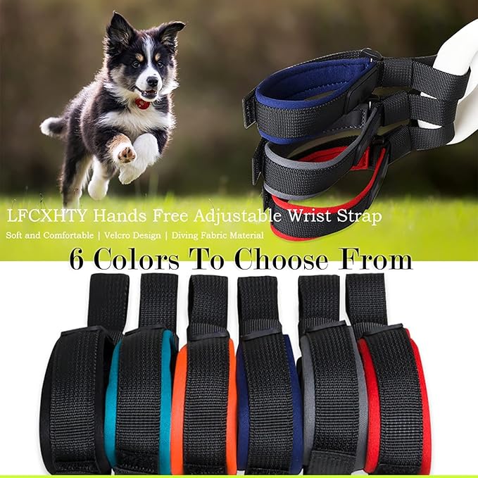 2-Pack Hands-Free Adjustable Wrist Leashes, Safety Strap with Velcro, Comfortable Diving Fabric for Retractable Leashes (Black and Orange)