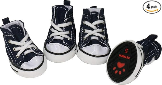 Pet Shoes Puppy Sport Denim Shoes Casual Style Anti-Slip Boots Sneaker Booties 4Pcs