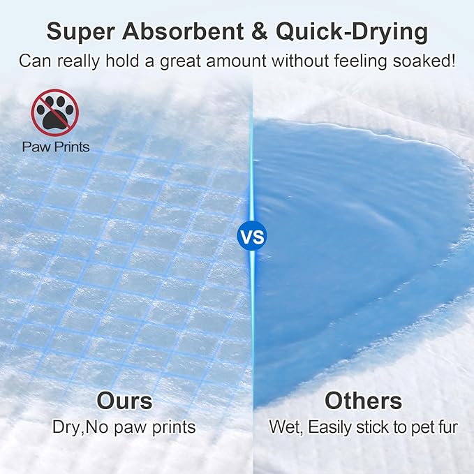 Upgraded 4XL 36"x36" 6 Layers Dog Pee Pads, 100 CountsUltra Absorbent Pee Pads, Absorb up to 12 Cups, Leak-Proof & Quick Dry Puppy Pads for Puppy,Surgery, Older,Cats, Rabbits,100pcs