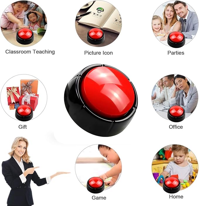Recording Button - Funny Talking Dog Button for Pet Communication & Classroom Activities, Easy Record & Playback Sound Buttons, Office Toys with Multifunctional Voice Message Feature (Red)