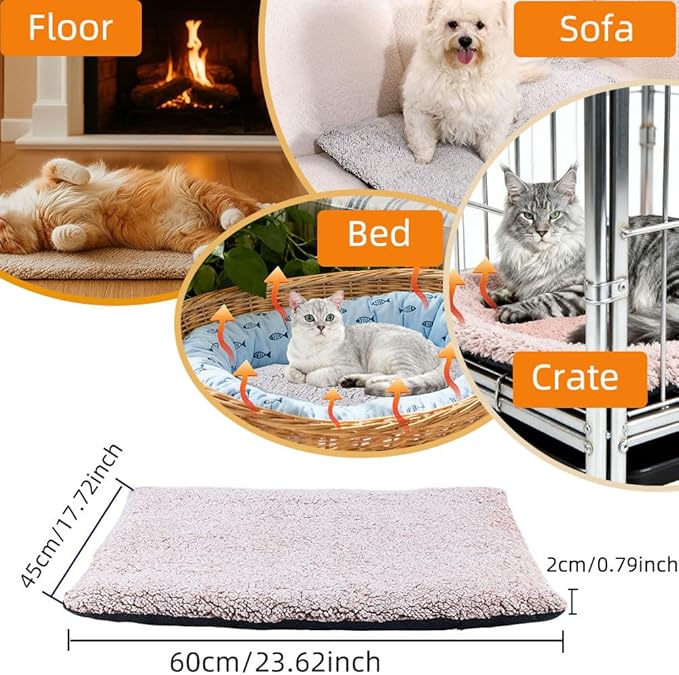 AIO Heated Cat Bed Self Heating Cat Dog Mat Advanced Grey Extra Warm Thermal Pet Pad for Indoor Outdoor Pets