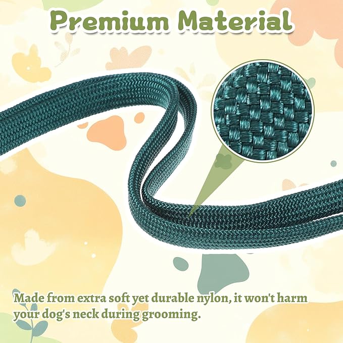 Pet Dog Grooming Loop, 2 Pcs Adjustable Nylon Restraint Noose Fixed Dogs Cat Safety Tether Straps Standard Dog Leashes for Pet Grooming Table Bathtub (Black, Green)