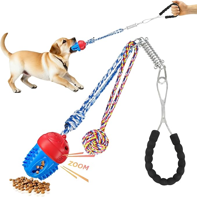 Tug of War Dog Toy,Interactive Dog Toys for Aggressive Chewers - Squeak Rope Toy for Puppies, Small Dogs to Keep Them Busy,Red