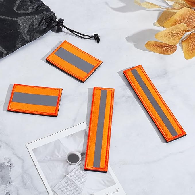 WEBEEDY 4 Pcs 2 Sizes Reflective Safety Patches Blue Hook & Loop Reflective Patches Tactical Military Patch Outdoor Safety Strips for Night Sportsperson Cycling Camping Events Decoration Gear