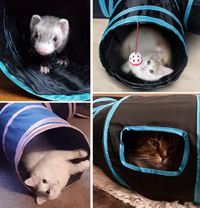Cat Tunnels, Pet Ferret Rabbit Bunny Tunnels Tubes Subway Habitats, S-Style, DIY Cat Peekaboo Maze House Tent Bed, Kitten Interactive Toy (YY Type Tubes)