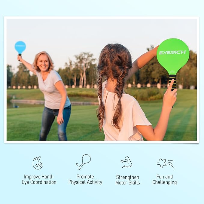Paddle Ball Set – Indoor & Outdoor Racket Game for Kids, Teens, and Adults, Badminton & Camping Games Essentials, Fun for Beach, Yard, and Lawn Play All Year Round