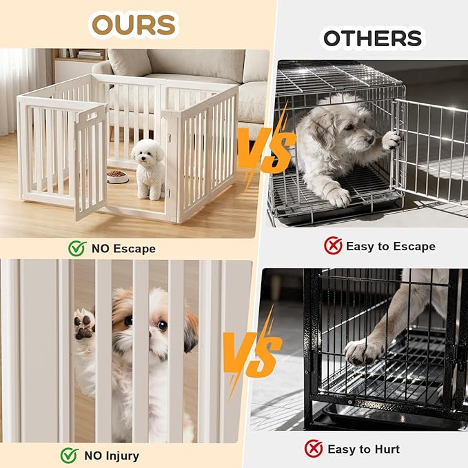 Dog Playpen, Clear Dog Pen, Dog Pen Indoor, Easy to Install and Remove Dog Play Pen, Puppy Playpen Suitable for Dogs, Cats,Dog Playpen Indoor (White, 30.3 inch Height, 8 Panels)