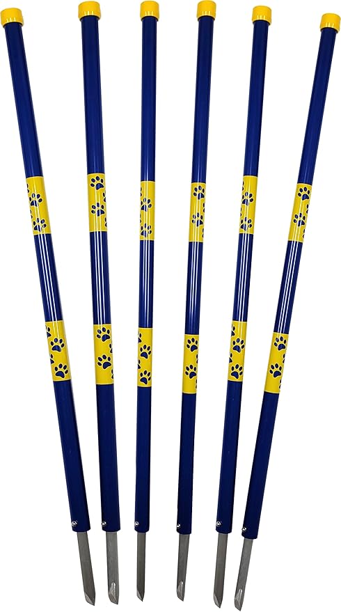 ActiveDogs Agility In-ground Weave Poles - Outdoor Dog Obstacle Agility Training Exercise Equipment Kit (Set of 6 - Poles Only)