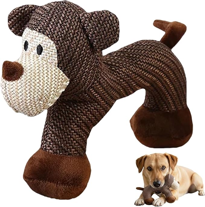 Pet Lori Linen SafariCompanions Dog Toys, Sturdy Linen Fabric, Indestructible Stuffed Toy for Small Medium Dogs (Monkey)