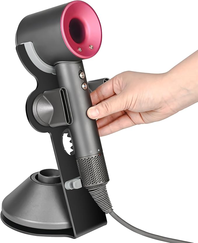 YCHF Supersonic Hair Dryer Holder for Dyson,blow dryer holder,Hair Dryer Holder for Dyson SupersonicAluminum Alloy Bracket, Bathroom Organizer,Size: 27.5cm x14cm x 16.4cm (Black)