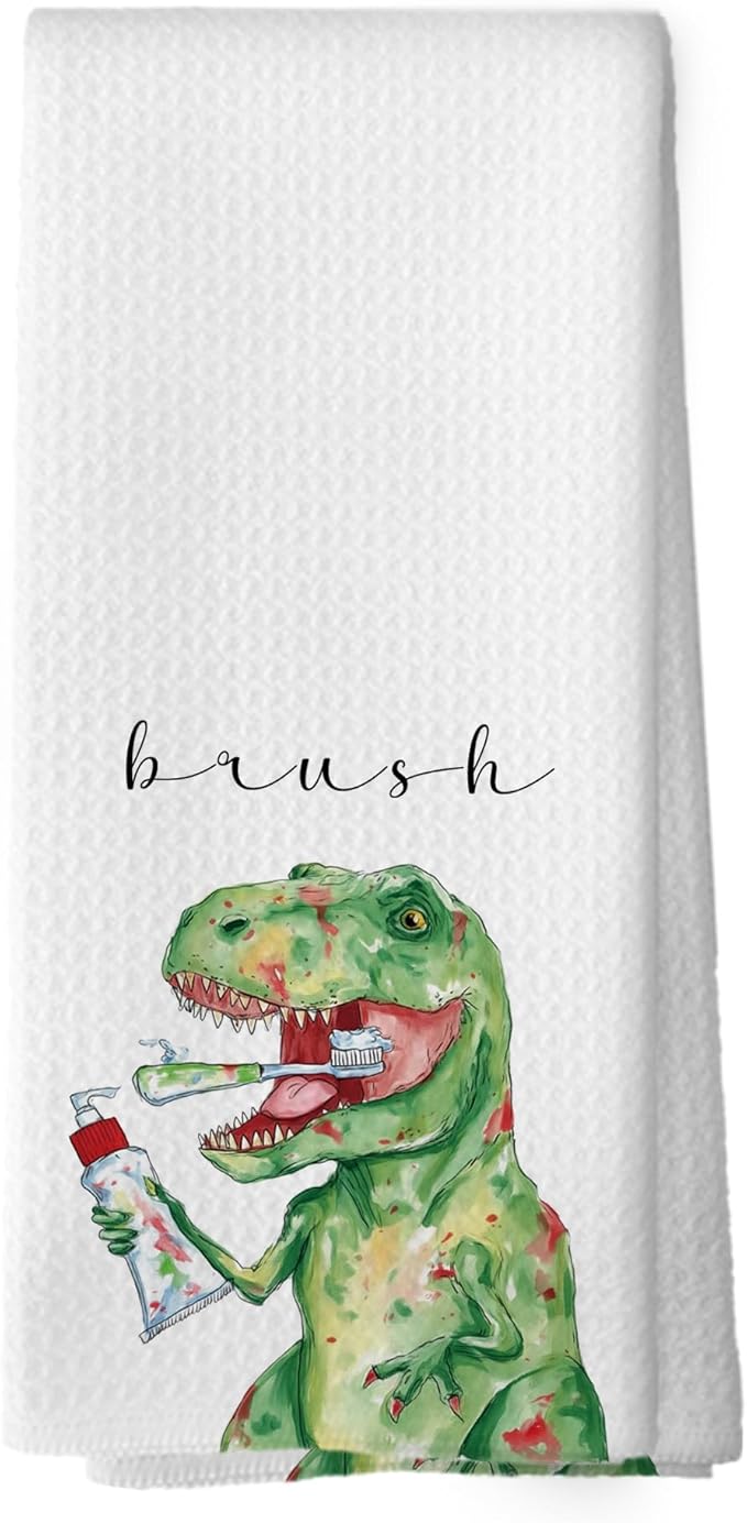 Funny Dinosaur Hand Towels, Dinosaur Gifts for Boys Kids Hand Towel for Bathroom Decor, Funny Dino Decorative Towels for Kids Boys Bathroom Washroom Restroom 16x24 Inch
