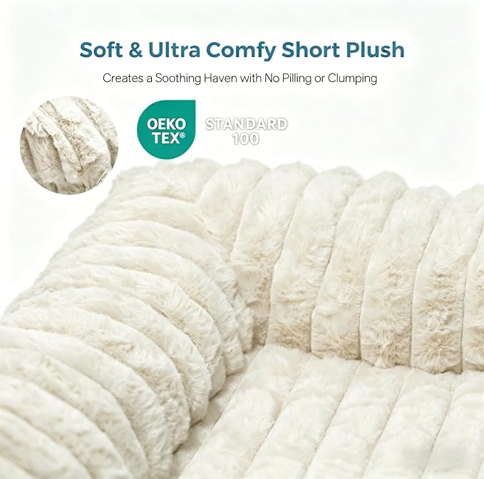 Orthopedic Dog Bed for Large Dogs with Washable Dog Bed Cover, Oeko‑TEX Certified Memory Foam Dogs Bed with Sides L-Shaped, Removable Cover, Dog Couch Bed Non-Slip, XL Dog Bed 39.4"×29.5", White