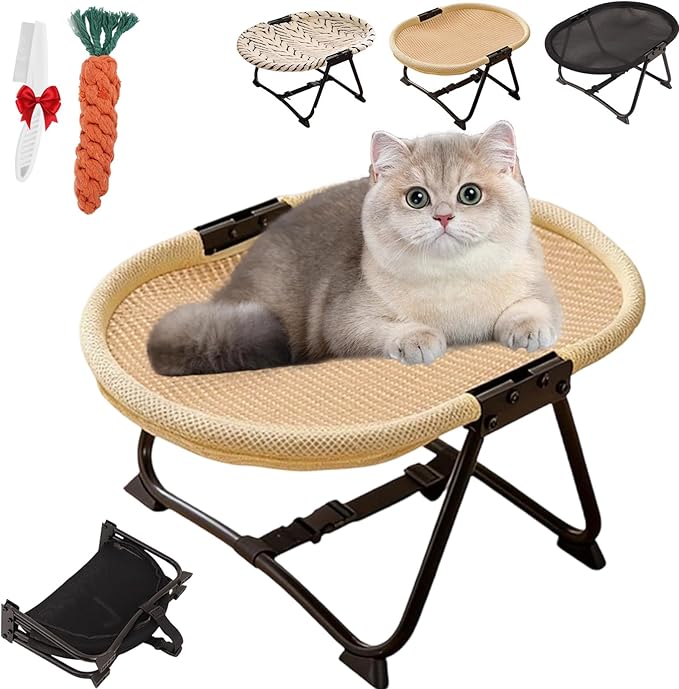 Elevated Pet Bed, Foldable Indoor Cats Raised Bed with Metal Frame, Portable Breathable Non Slip Cot Hammock, Cooling Raised Pet Cot with Breathable Mes, Sleeping Platform for Dogs and Cats (C)