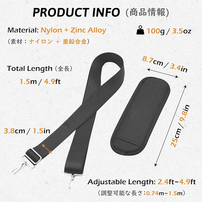 TRIWONDER Bag Shoulder Strap Replacement Adjustable Strap with Padded Metal Hooks for Crossbody Bags Messenger Bags Laptops