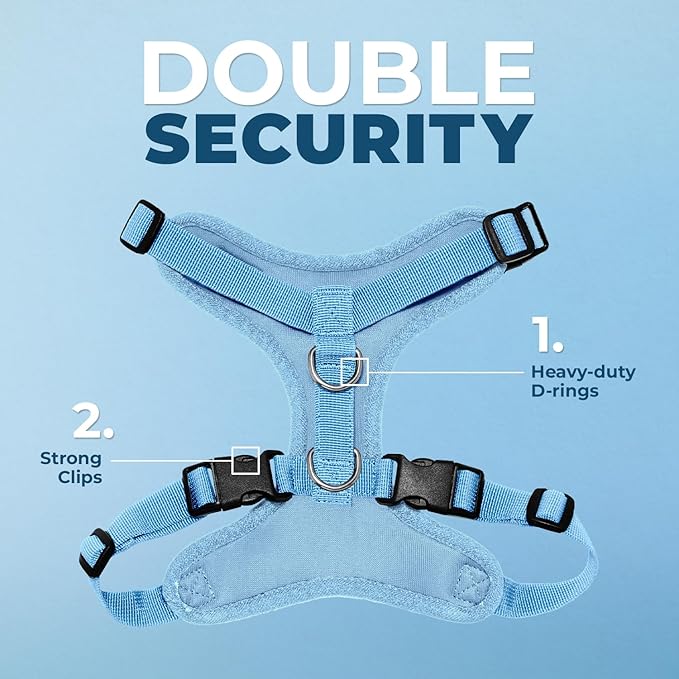 Best Pet Supplies Voyager Step-in Lock Pet Harness w Reflective Pet Leash Combo Set with Neoprene Handle 5ft - Supports Small, Medium and Large Breed Puppies/Cats - Baby Blue, XS