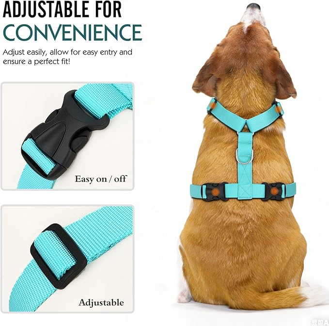 Pawaboo Breathable Dog Seat Belt Harness for Car, Adjustable Dog Safety Vest Harness with Vehicle Connector Strap, L, Full Blue