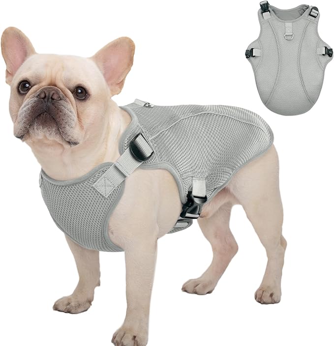 Kuoser Dog Cooling Vest Harness, Small Dog Cooler Jacket with Adjustable Buckle for Outdoor Beach, Hiking, Training Grey S