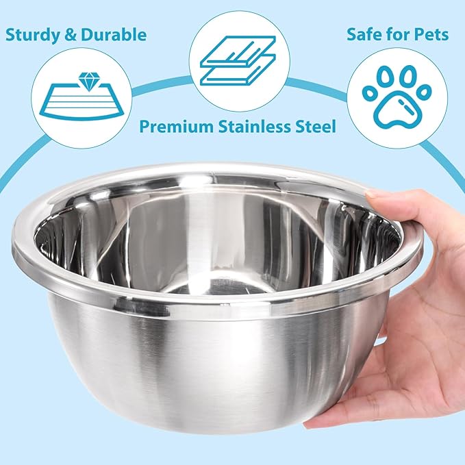 WRINGKIT 10 Pack 7 Cup Stainless Steel Dog and Cat Bowls, 56 Oz Metal Dog Bowl, Durable Thickened Pet Replacement Bowls for Food and Water Dish, Small Medium Large Dogs, Dishwasher Safe