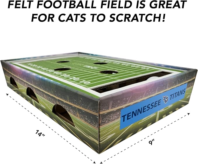 NFL Tennessee Titans Football Field Felt Cat Scratcher & Lounge - Game Day Cat Toy with 2 Jingle Bell Balls