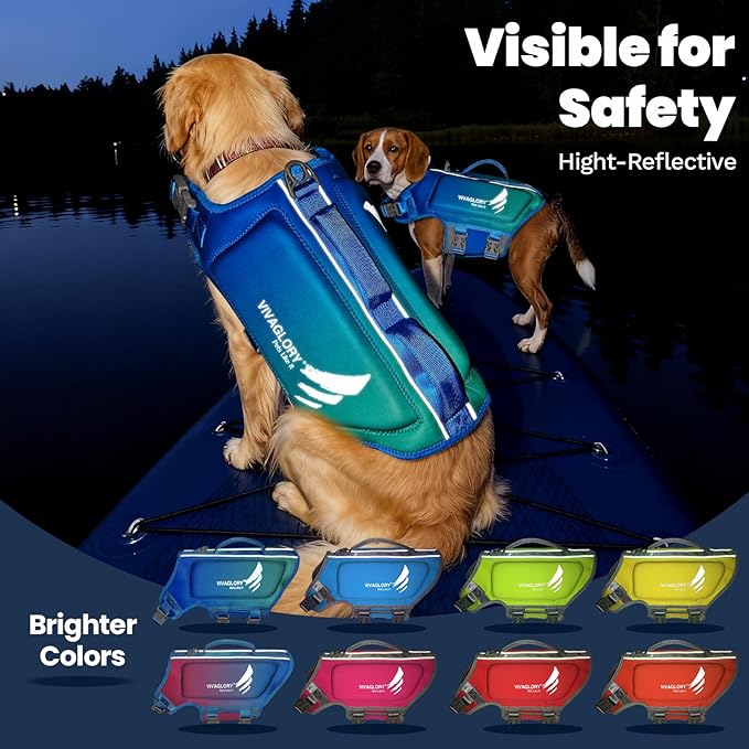 VIVAGLORY High Buoyancy Dog Life Vest, Swimming Vest with Handle, Dog Life Jacket for Swimming & Boating, Buoyancy for Puppy Doggy, XS, Turquoise