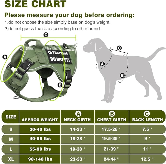 WINSEE Service Dog in Training Mesh Harness with 10 Pet Patches, Soft Air Mesh Breathable Tactical Dog Molle Vest, Reflective Military Pet Vest for Walking Hiking for Large Dogs