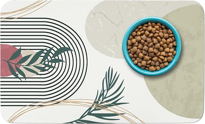 Cat Food Mat for Floors Waterproof Dog Mat for Food and Water Bowl Quick Dry Easy to Clean Nonslip Pet Mats, 12 * 20, Grey