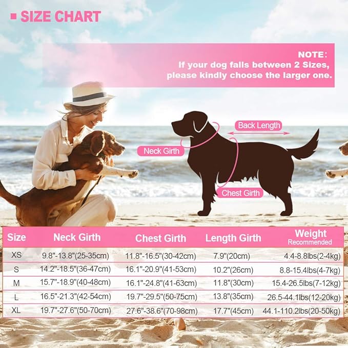 EMUST Mermaid Life Jackets for Dogs, Adjustable Small/Medium/Large Dog Life Vest for Water Safety Pet Life Vest with Rescue Handle Safety Vest for Swimming Pool Beach Boating, L