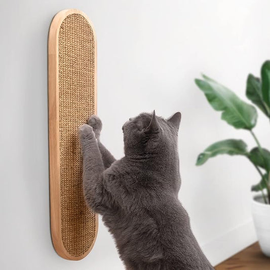 7 Ruby Road Indoor Cat Wall Scratcher — Multidirectional Sisal Scratch Pad & Board for Furniture Protection, Space-Saving Wall or Floor Use, Solid Rubberwood, All Breeds (Natural)